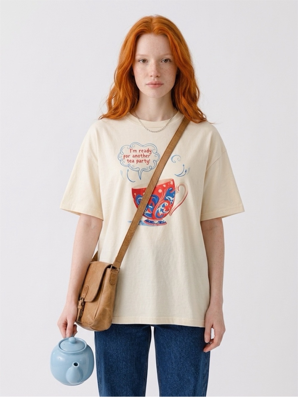 Comfort Colors Ivory Tea Party Graphic Tee Retro Teacup Shirt S-2XL - Picture 4 of 4
